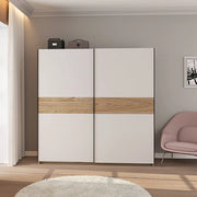 Armadio Camera da Letto Nalika, Guardaroba 2 Ante 2 Ripiani, 200x204h cm Bianco