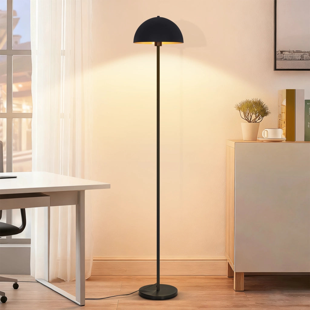 ZMH Lampada da Terra Moderna 170cm Paralume Ø30cm Metall Nero/Oro E27 Max.40W per Soggiorno Camera Senza Lampadina