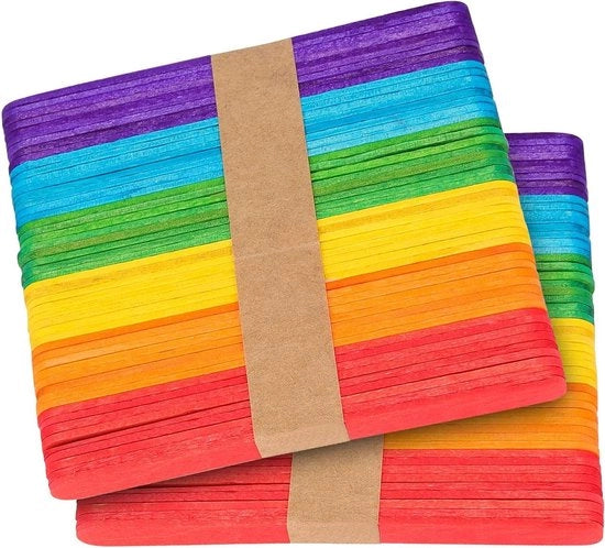 Stecchi per ghiaccio da 15 cm - legno naturale - arcobaleno Jumbo - fai da te artigianato - modellismo - attrezzature artistiche