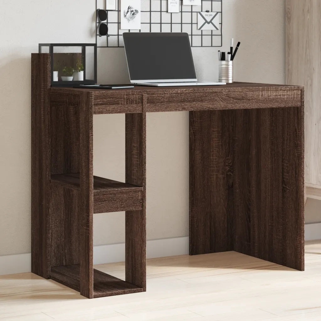 Scrivania | Tavolo da Ufficio Rovere Marrone 103,5x56,5x94 cm in Legno Multistrato