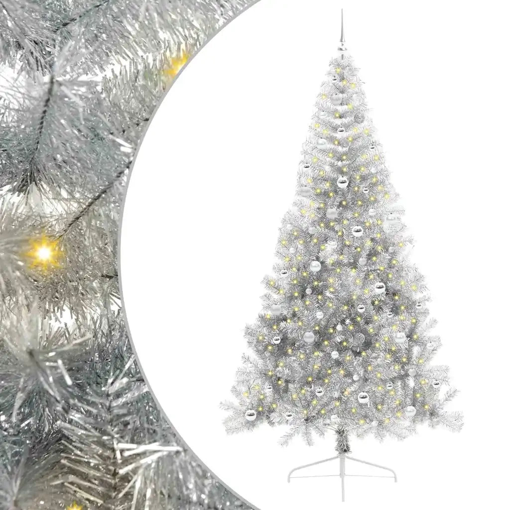 Albero di Natale artificiale con luci integrate Argento 240 cm 3397237