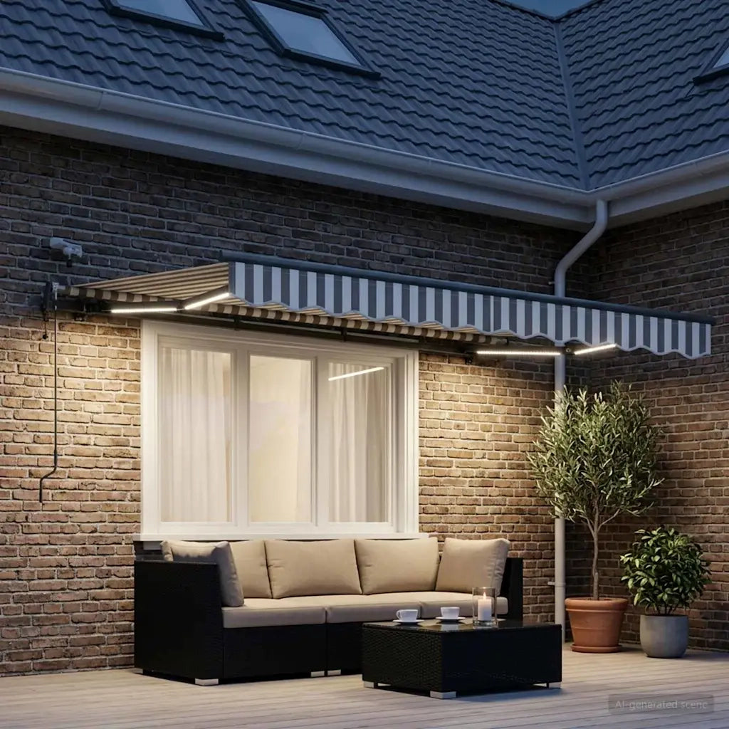 Tenda retrattile Grigio chiaro e bianco 300 x 250 cm Poliestere 3425853
