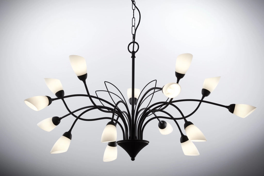 Lampadario GLORIOSA Jupiter nero opaco 15xG9 a catena