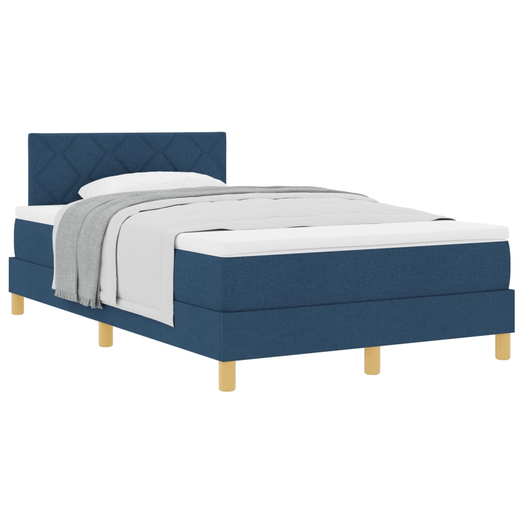 Box Spring Bed con Materasso Blu 120x200 cm Tessuto