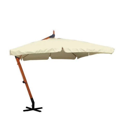 Ombrellone Decentrato con Struttura in Legno 300x300 cm Ecru