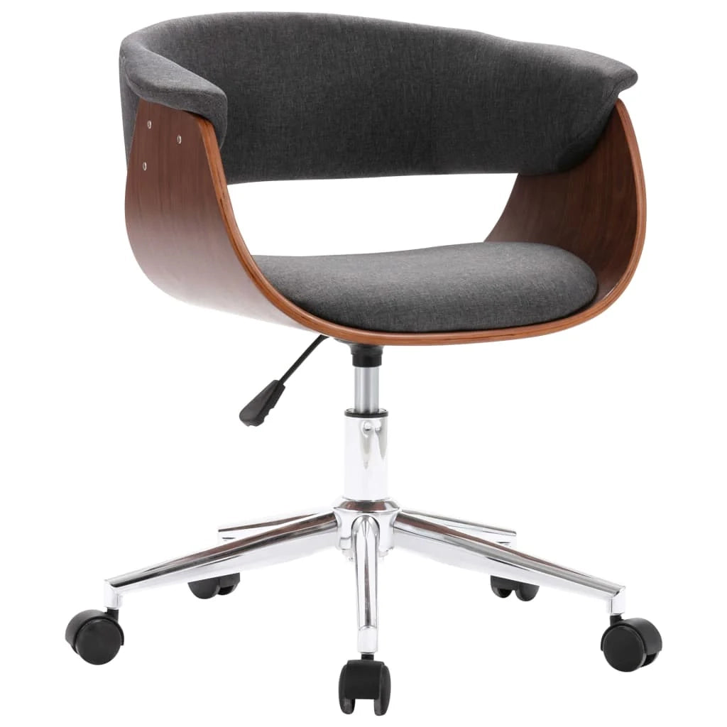 Sedia girevole da ufficio/studio in legno curvato e tessuto grigio 02_0024105
