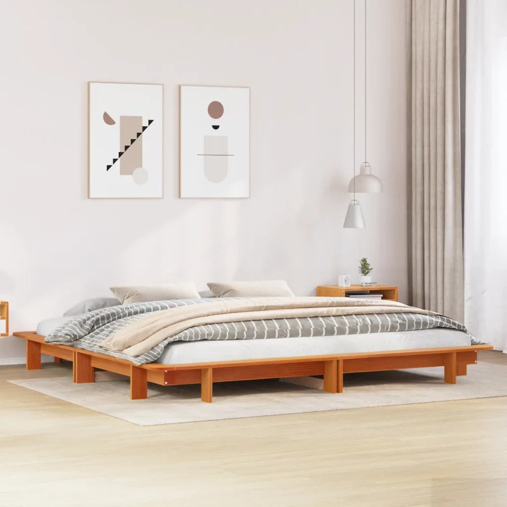 Letto senza Materasso Marrone Cera 160x200 cm in Legno di Pino 850655
