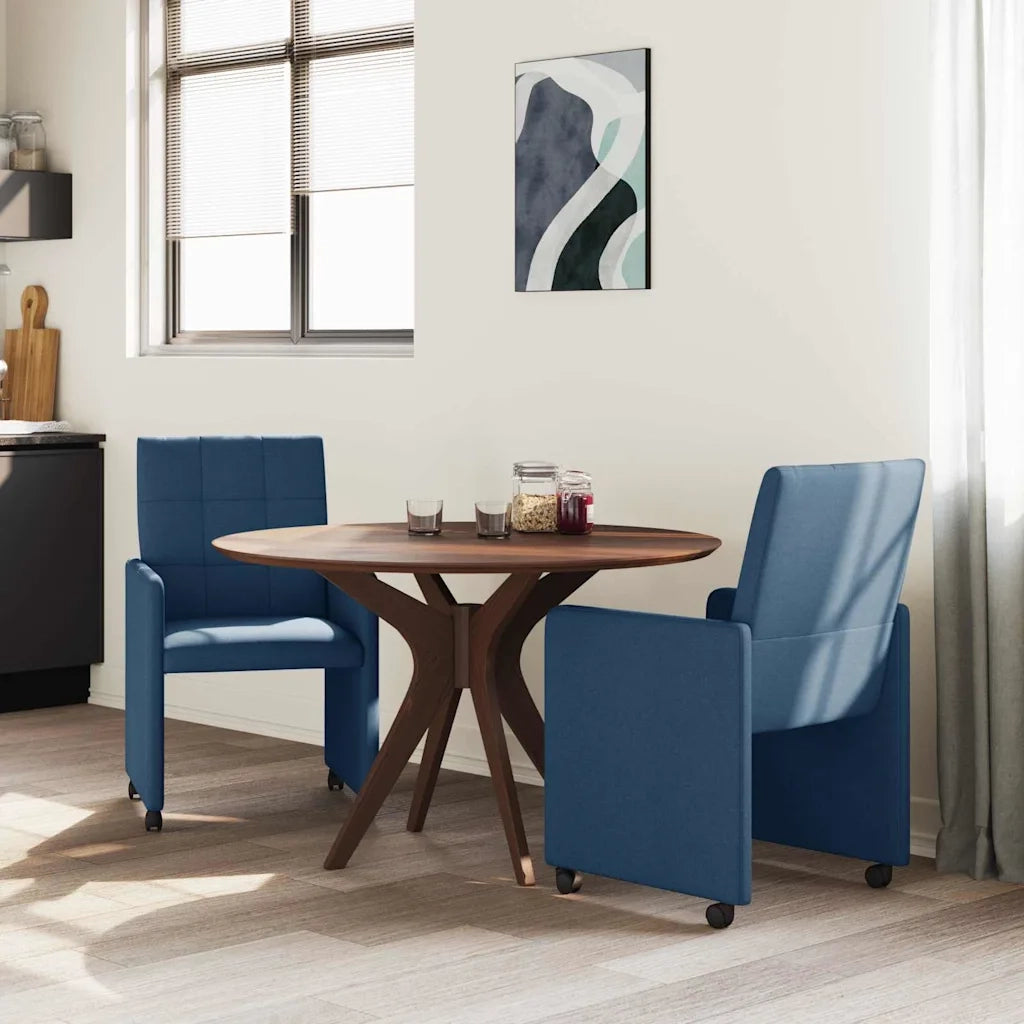 Sedie da Pranzo con Ruote 2 pcs Blu 58 x 65 x 94 cm Tessuto 42017837