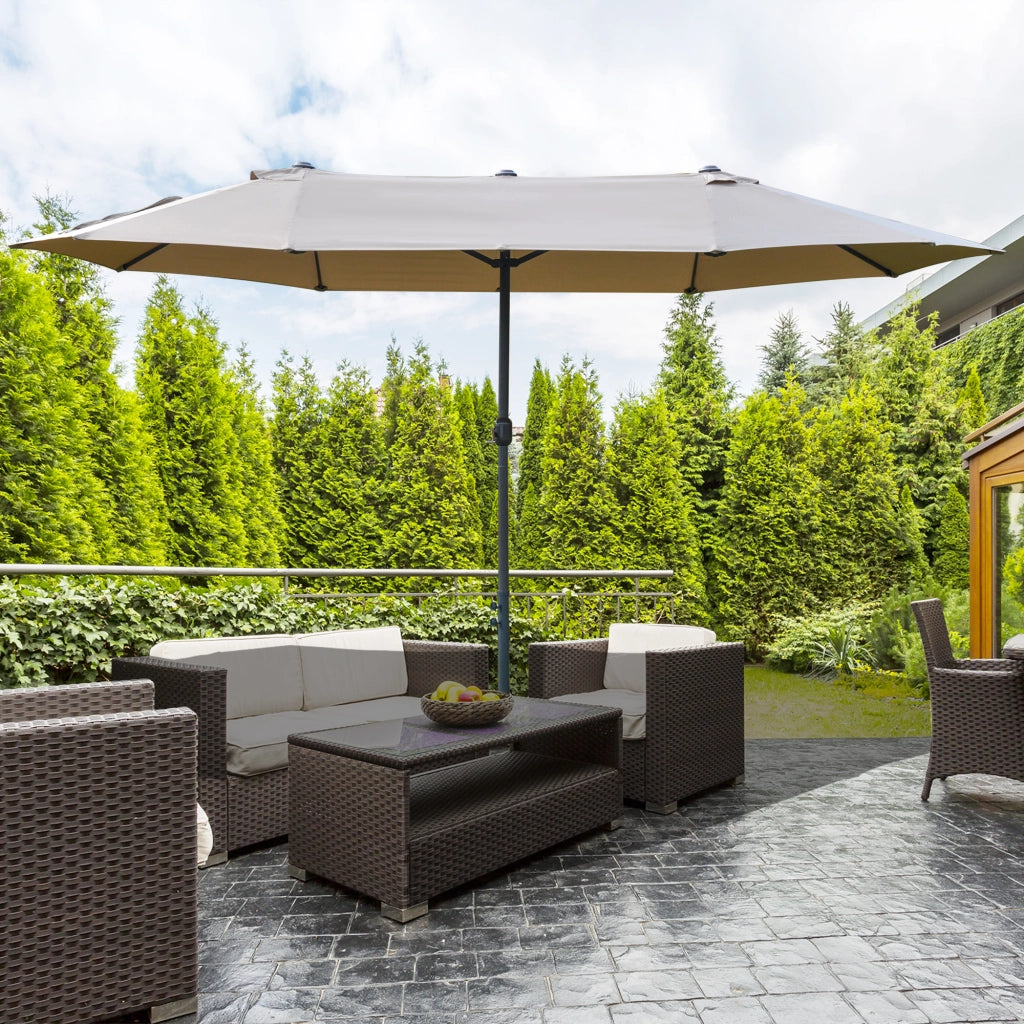 Ombrellone da giardino XXL ¨C Xylo ¨C 460x270x240 cm acciaio polyester caff¨¨ con manovella