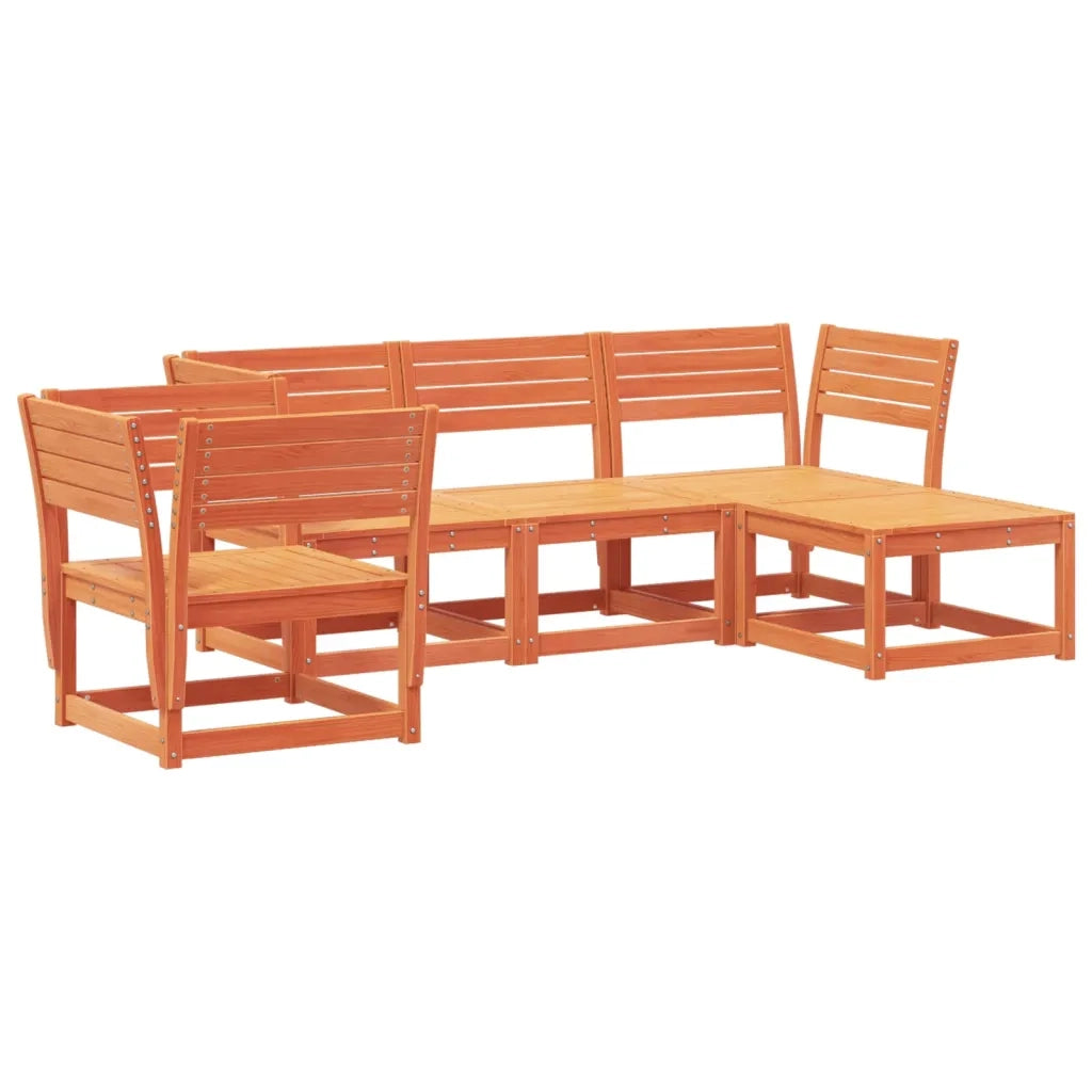 Set Salotto da Giardino 5 pz Marrone Cera Legno Massello Pino 3216917