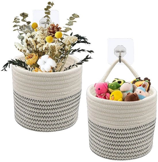 Decorazione per balcone e parete - 2 pezzi - Corda di cotone - Mandorla intrecciata - Hanger a macramé per fiori - Ambientalmente compatibile - Decorazione per balcone e parete - Vaso per piante