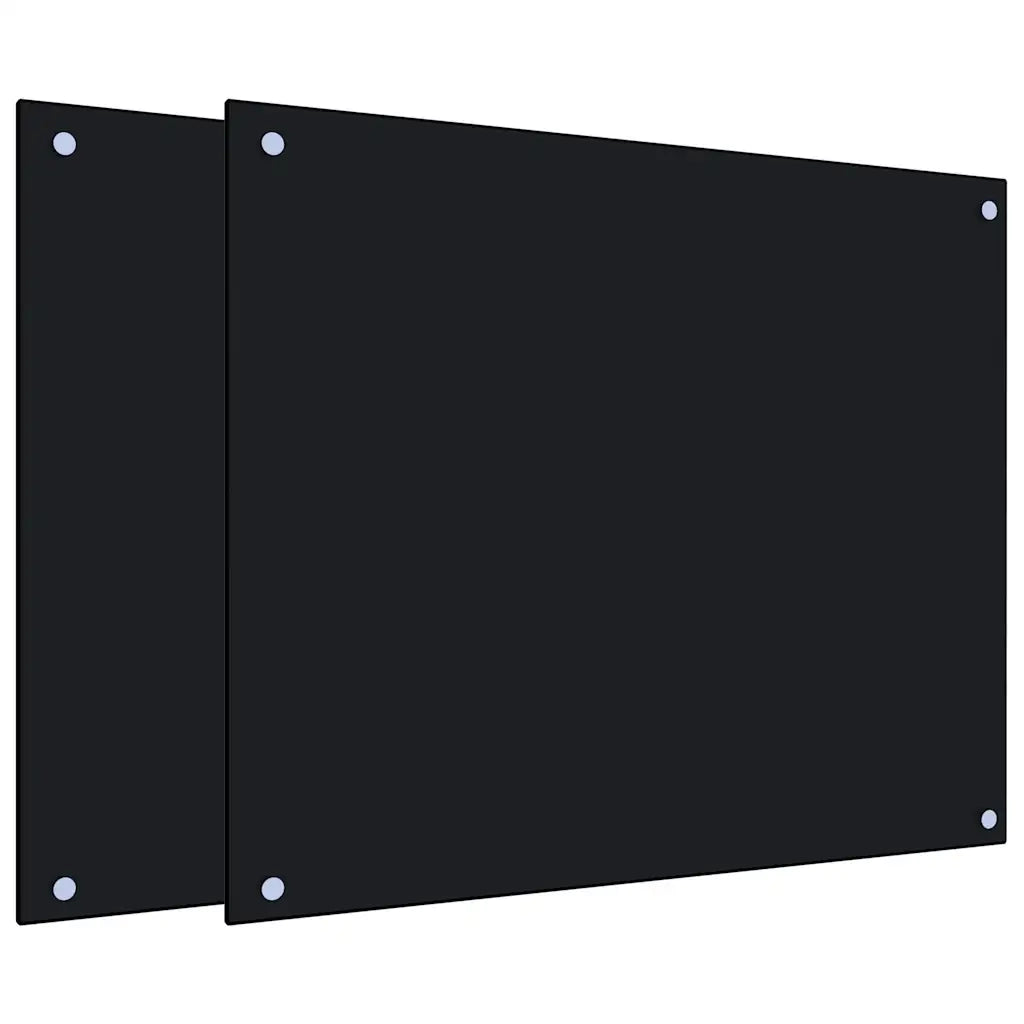 Paraschizzi per Cucina 2 pz Neri 70x60 cm in Vetro Temperato 3315797