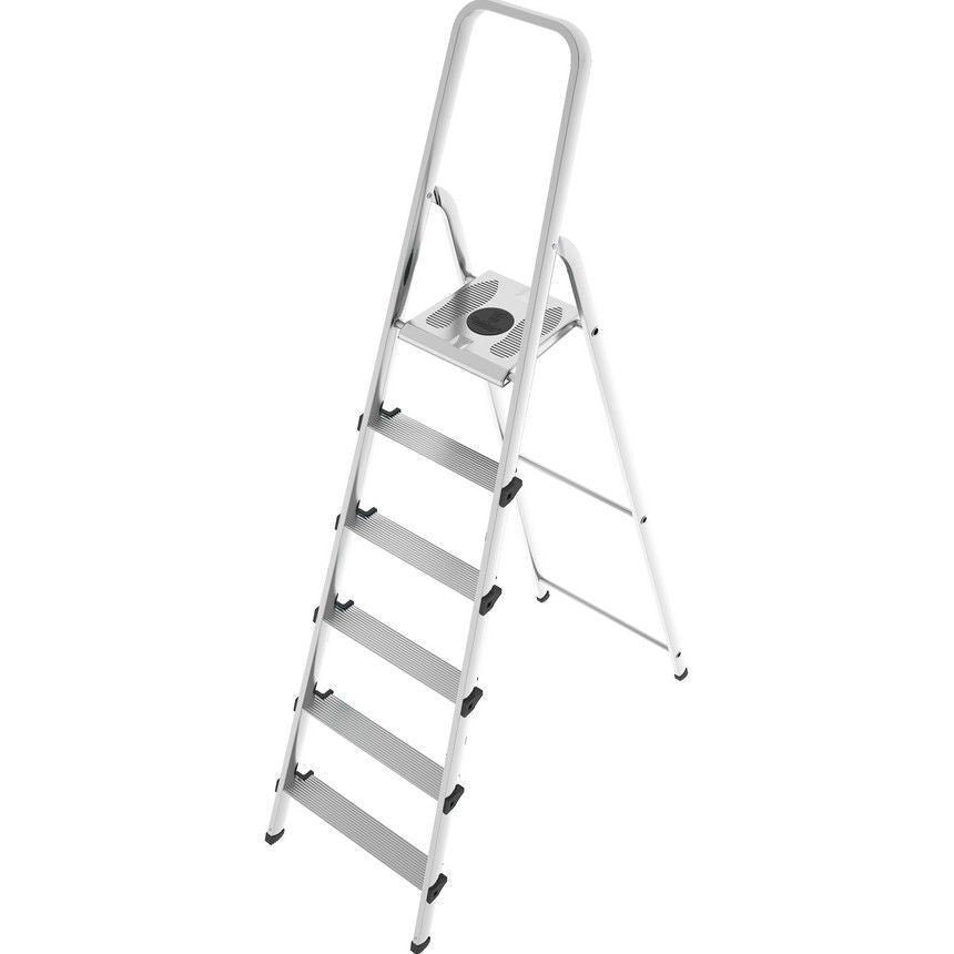 Colombo New Scal S109006W Stark Scala Pieghevole 6 Gradini Alluminio Acciaio Antiscivolo 150 Kg EN131 Made in Italy colore Acciaio