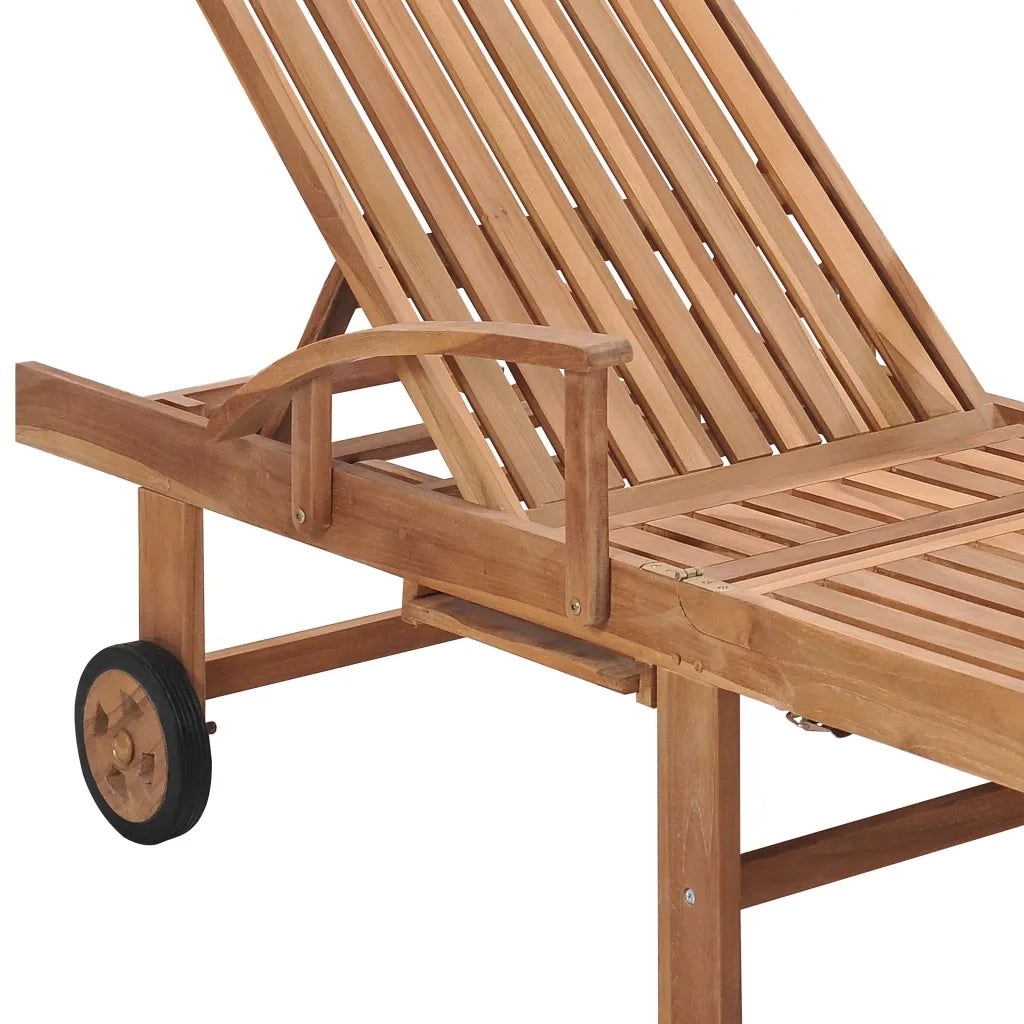 Sdraio 2 pz con Tavolo e Cuscino Crema Legno Massello di Teak 3063008