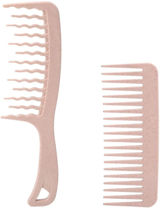 Due krulkam, krulkam con denti larghi per capelli ondulati e naturali, krulkam con denti grossi di semi di arachide, smussa senza strappare, antistatica e duratura, krulkam con denti larghi rossa.