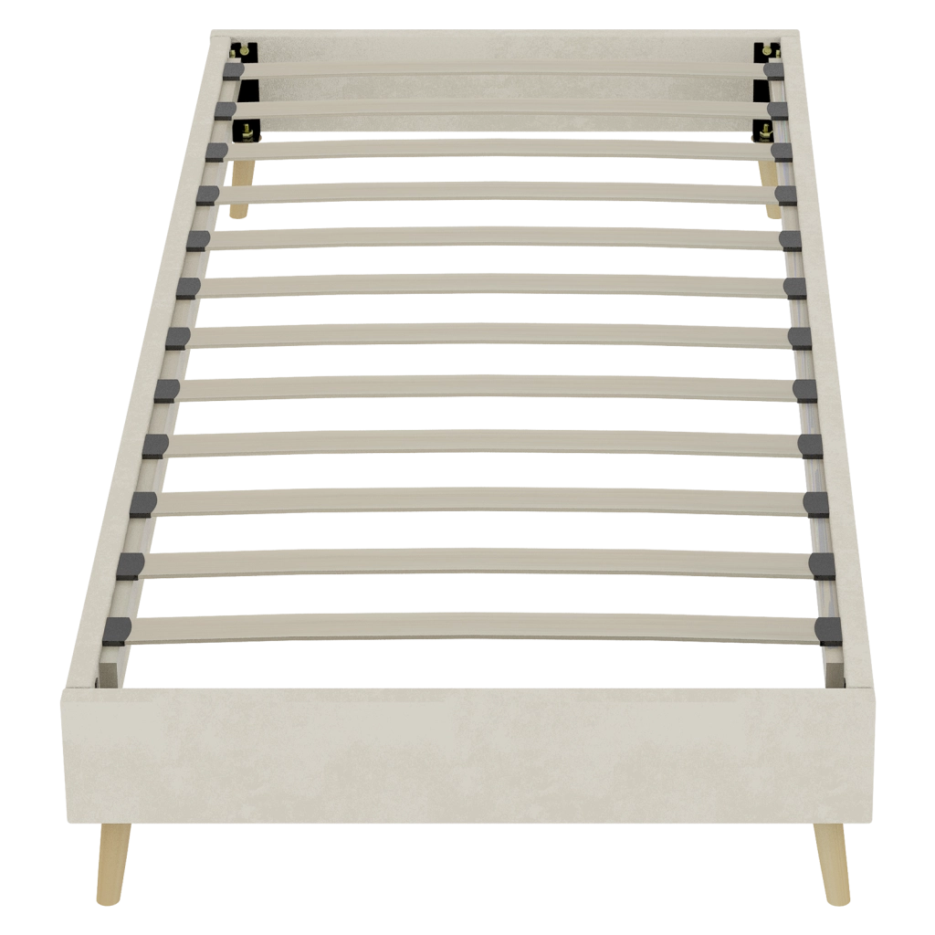 DESMIU Lit simple 90 × 200 cm in tessuto e metallo, con struttura stabile, senza materasso, beige
