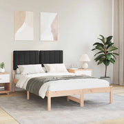 Letto con Testiera Rivestita Naturale e Nero 120 x 200 cm