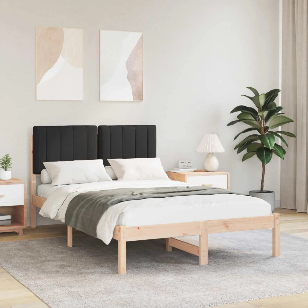 Letto con Testiera Rivestita Naturale e Nero 120 x 200 cm