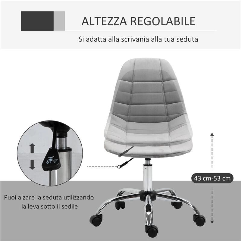 SEDIA GIREVOLE PER SCRIVANIA UFFICIO ERGONOMICA REGOLABILE GRIGIO