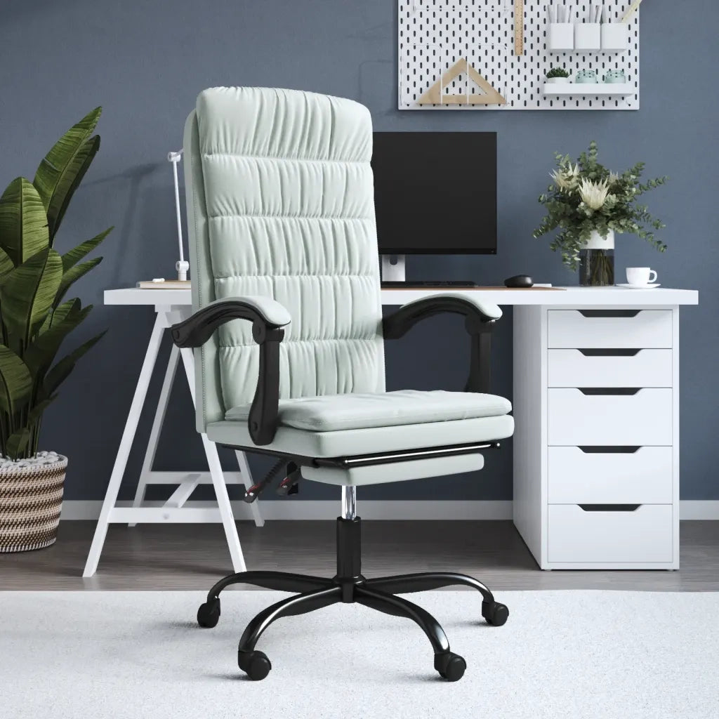 Poltrona | Sedia Relax da Ufficio Reclinabile Grigio Chiaro in Velluto