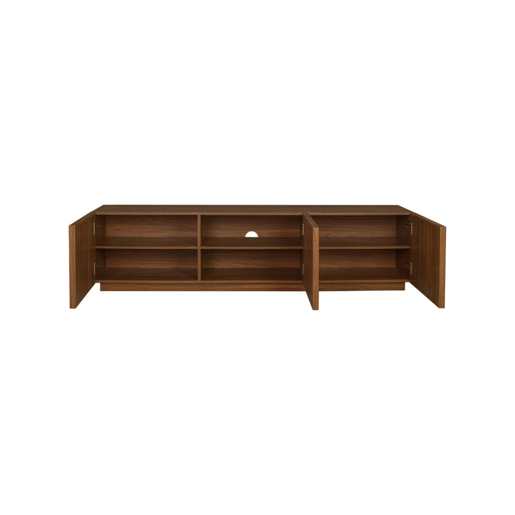 Mobile tv decorazione legno e tessuto 3 ante, 180cm, noce