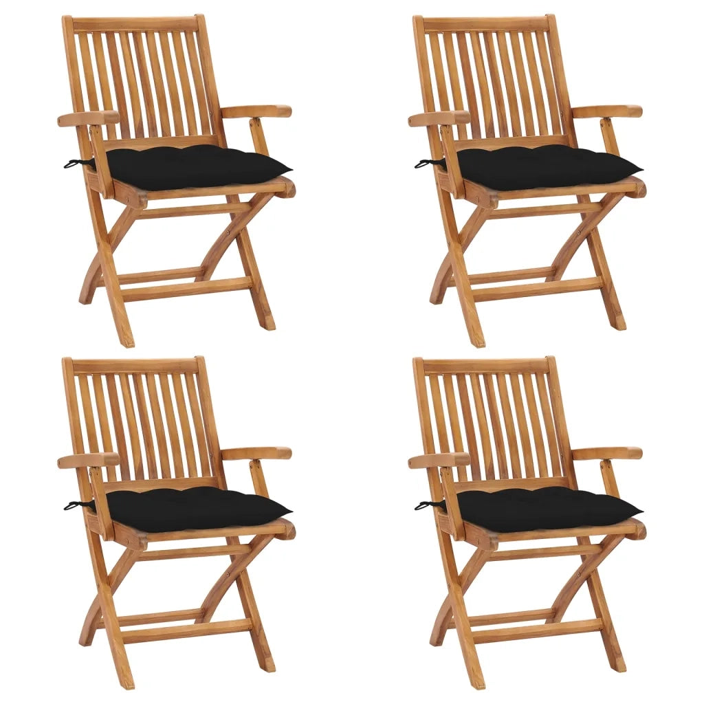 Sedie da Giardino Pieghevoli con Cuscini 4 pz Massello di Teak cod mxl 75186