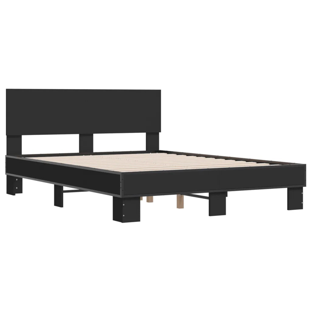 Giroletto Nero 120x200 cm in Legno Multistrato e Metallo 3280197