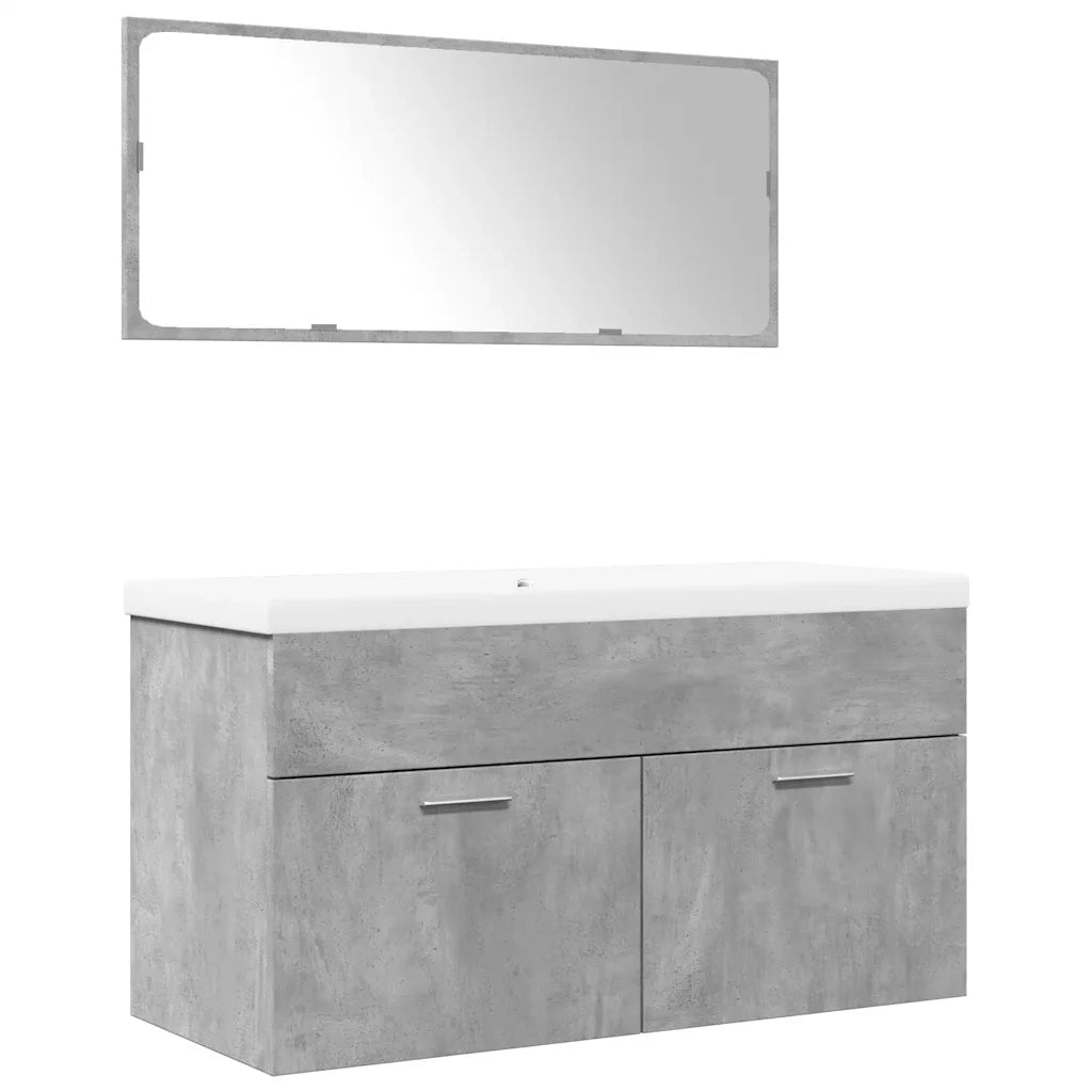 vidaXL Set Mobili da Bagno 3 pz Grigio Cemento in Legno Multistrato