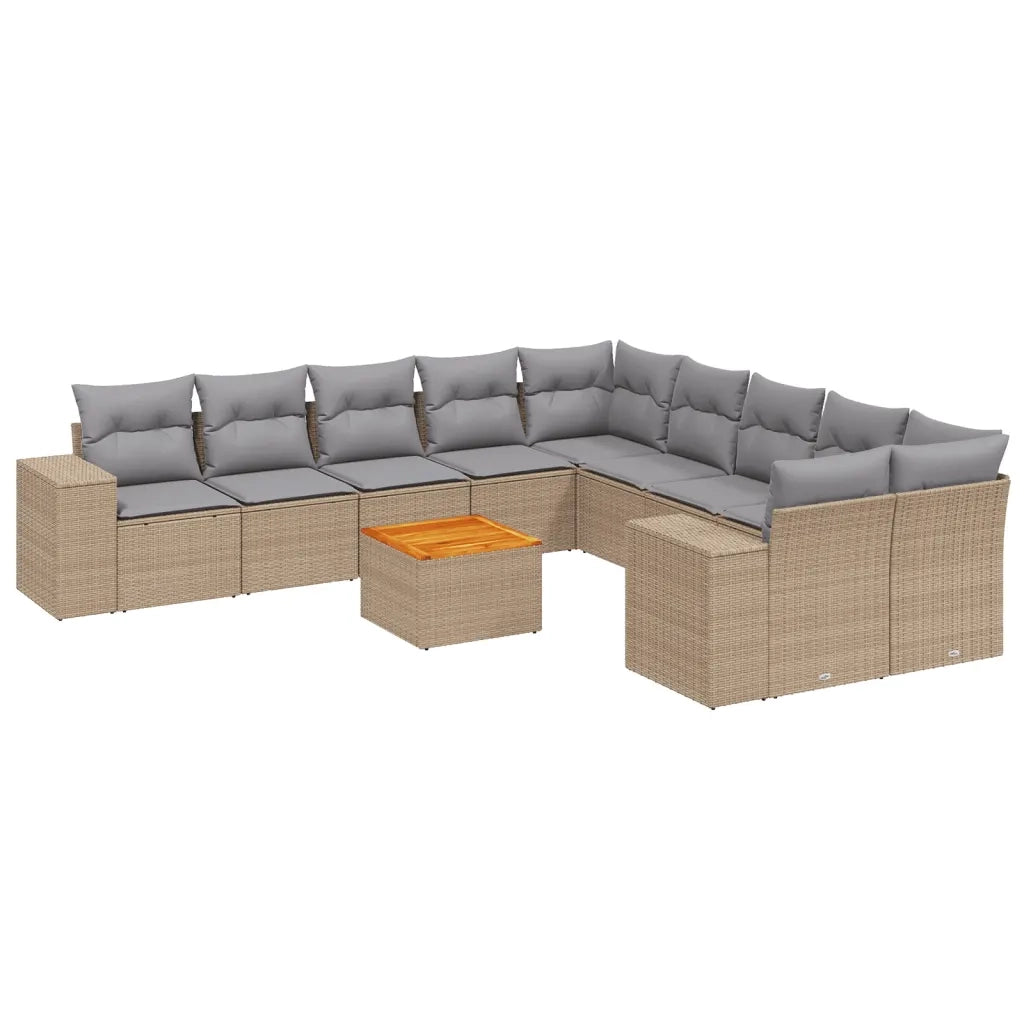 Set Divani da Giardino 11 pz con Cuscini Beige in Polyrattancod mxl 113301