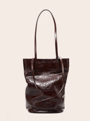 Borsa a secchiello da donna in pelle di vacchetta, grande capacit¨¤, stile retr¨°, borsa a tracolla, marrone