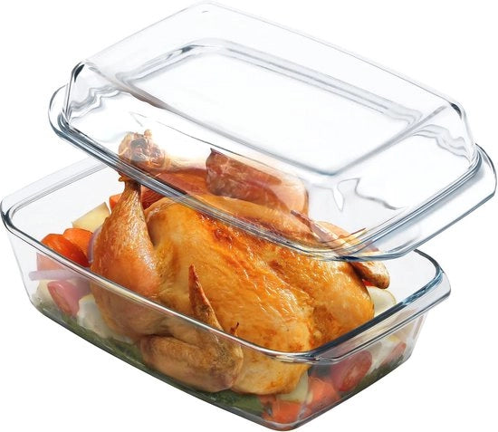 Ovenschotel in Vetro da 3 Litri con Coperchio - Cucina Sostenibile e Sicura per Tutti i Tuoi Piatti