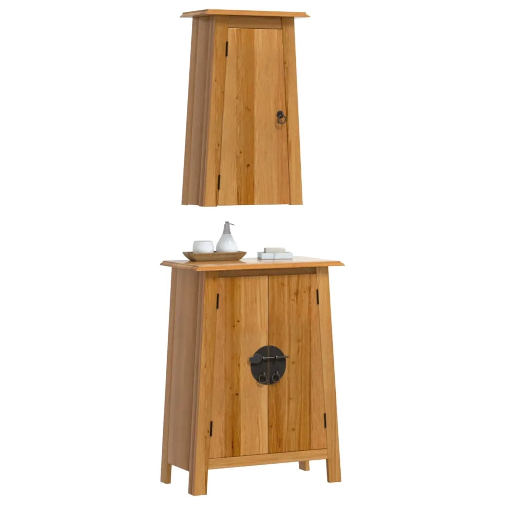 Set Mobili da Bagno | Armadio da bagno 2 pz in Legno Massello di Pino