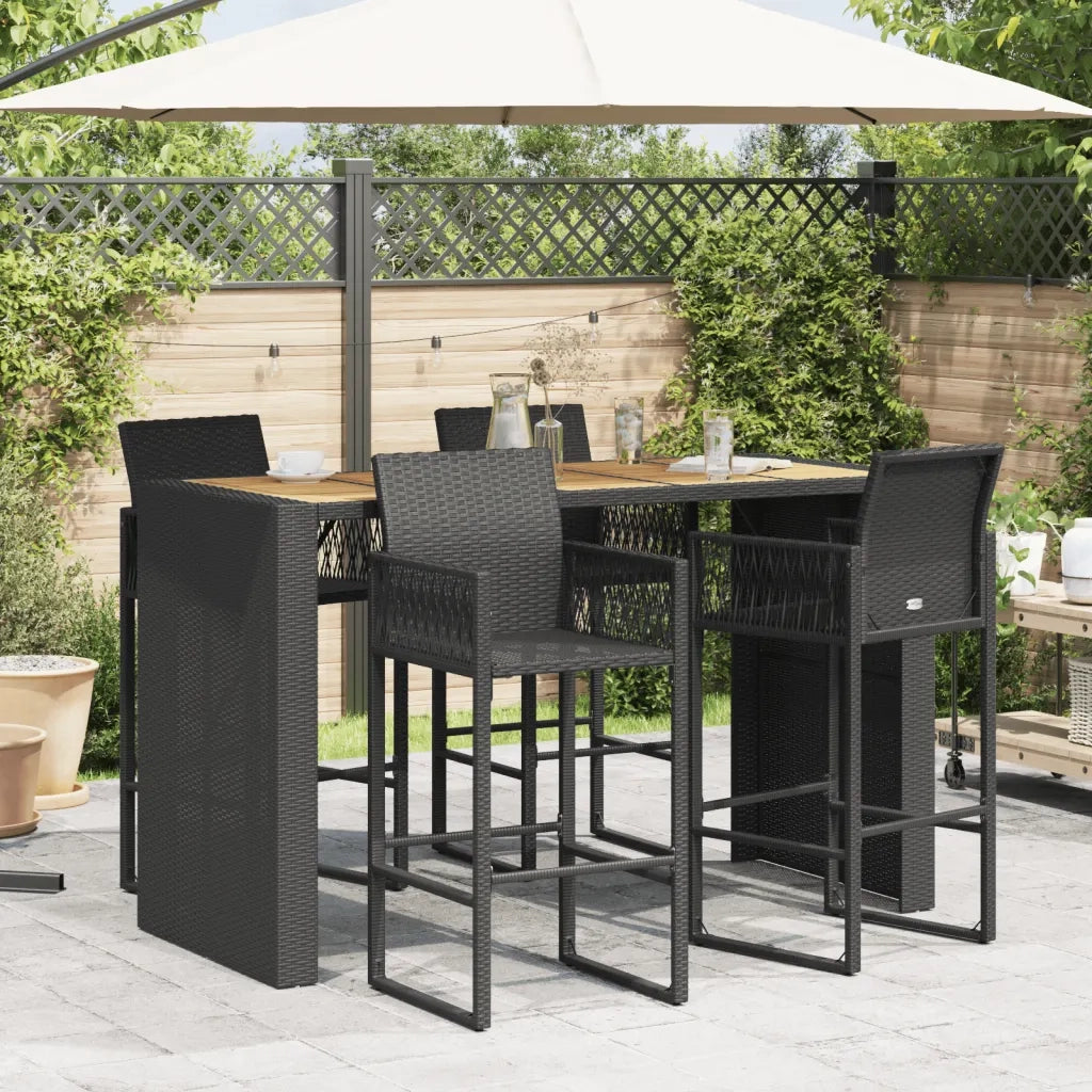 Tavolo Giardino Piano Legno Acacia Nero 185x80x110cm Polyrattancod mxl 117324