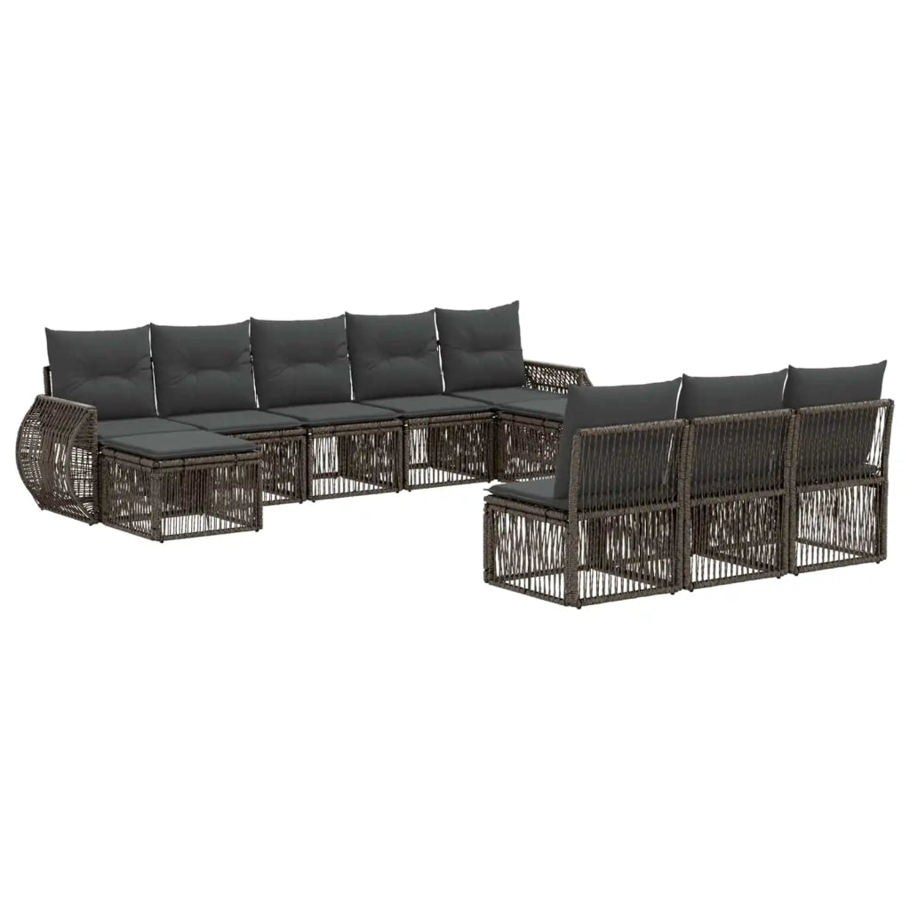 Set Divano da Giardino 10 pcs Grigio e Grigio Scuro polyrattan 3435539