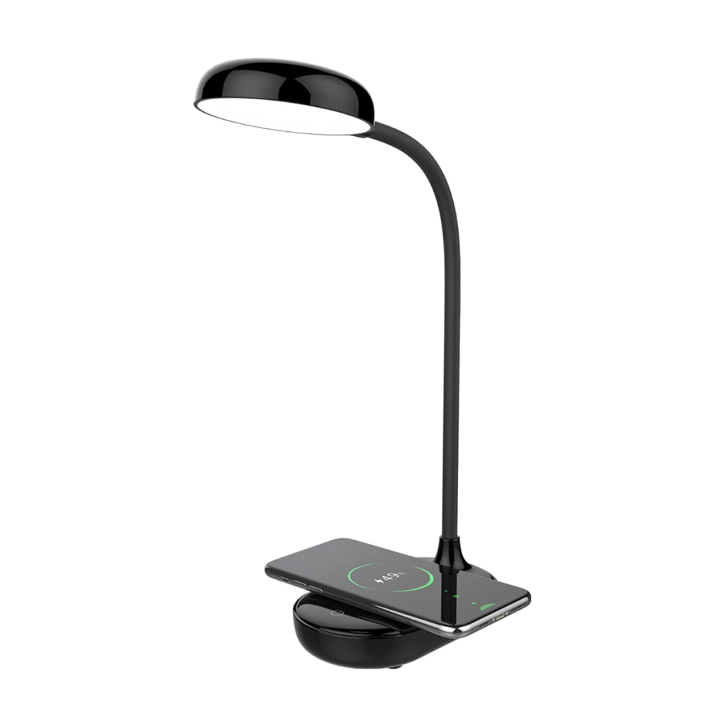 Lampada da Scrivania LED Flessibile con Caricatore wireless Qi 15W Controlli Touch Nero BigBen Connected
