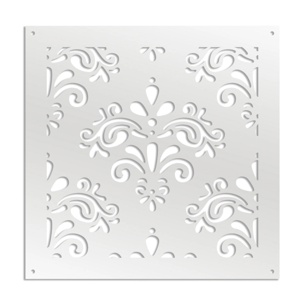 DAMASCO - Pannello in PVC traforato - Parasole Misura: 73x73 cm, Colore: bianco