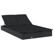 Lettino prendisole sedia a sdraio lettino prendisole letto da giardino mobili da giardino mobili da esterno a 2 posti con cuscini resina intrecciata nera 02_0012946