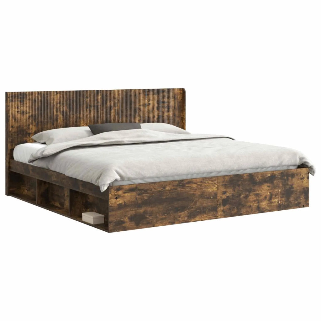 Struttura del letto con stoccaggio e testata Rovere Fumo 3413825