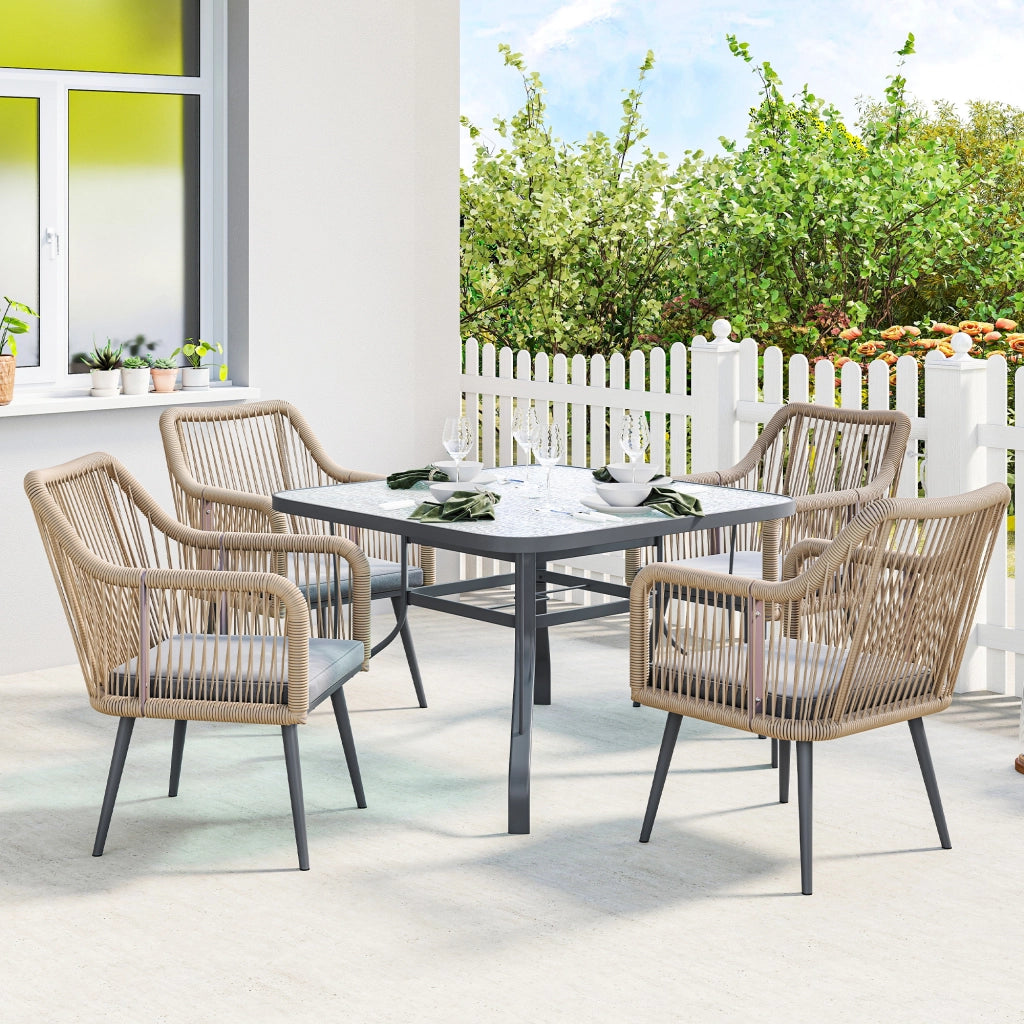 Set di 2 poltrone da giardino: resistenti; braccioli; cuscini; struttura in metallo; capacità 120 kg; grigio chiaro