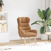 Poltrona Rilassante Beige in Tessuto Simile alla Lana Riccia