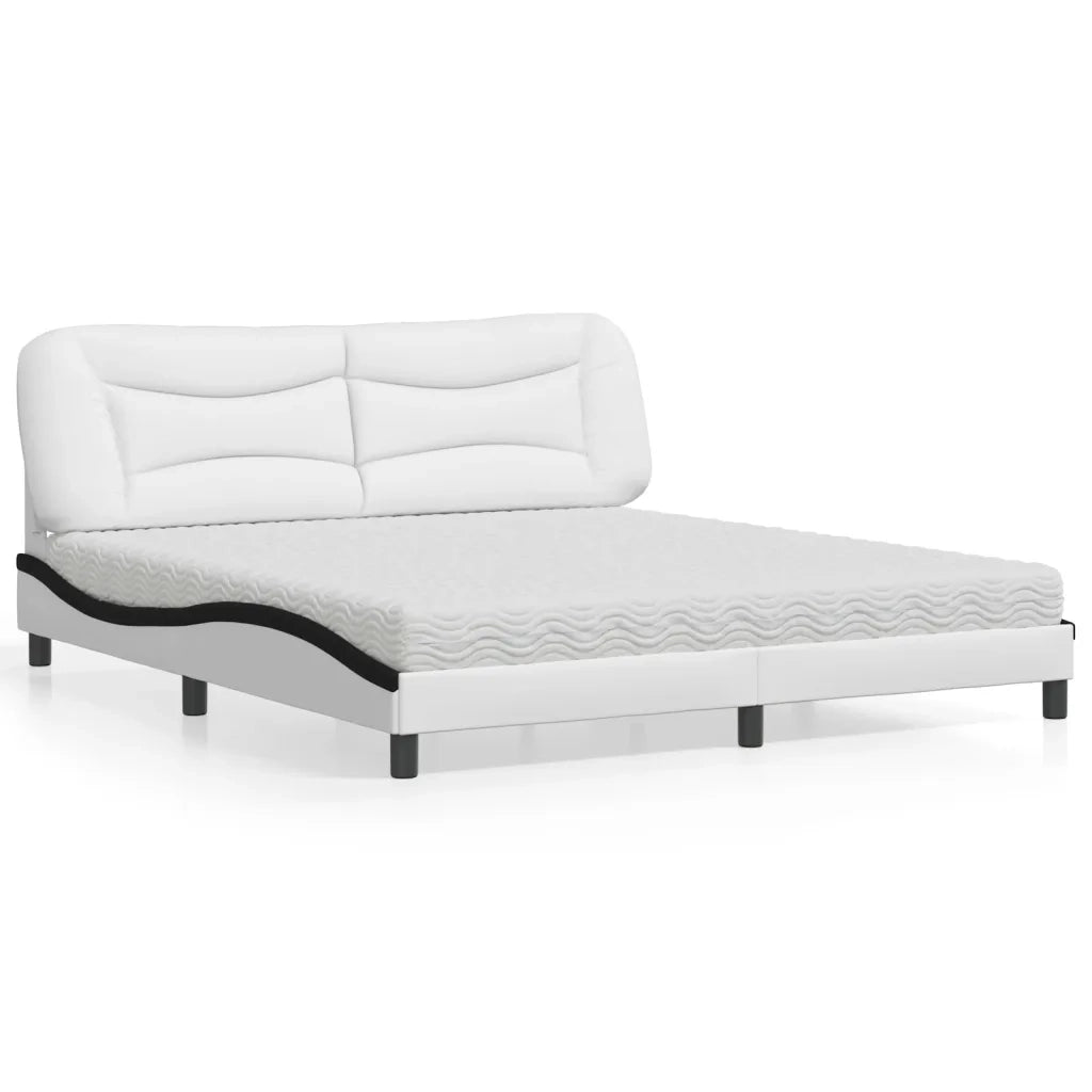 Letto con Materasso Hvar Bianco e Nero 180x200cm Similpelle 3208744