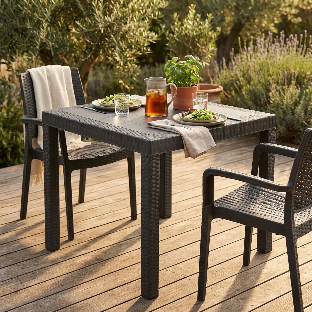 Tavolo da Giardino Quadrato in wicker cm 80x80 - WADE