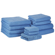 Set di 11 asciugamani Telo da bagno e tappetino da bagno per ospiti in cotone blu a bassa torsione