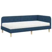 Letto singolo | Letto per adulti | Cornice del letto ad angolo Blu 100 x 200 cm Tessuto