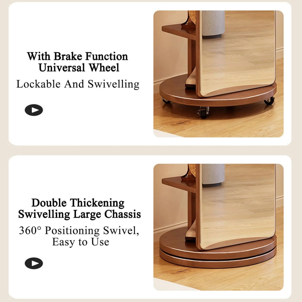 Specchio a Figura Intera in Legno Girevole a 360° con attaccapanni Specchi da Pavimento e attaccapanni Specchio Girevole a Figura Intera per Soggiorno Camera da Letto Appendiabiti Un Support
