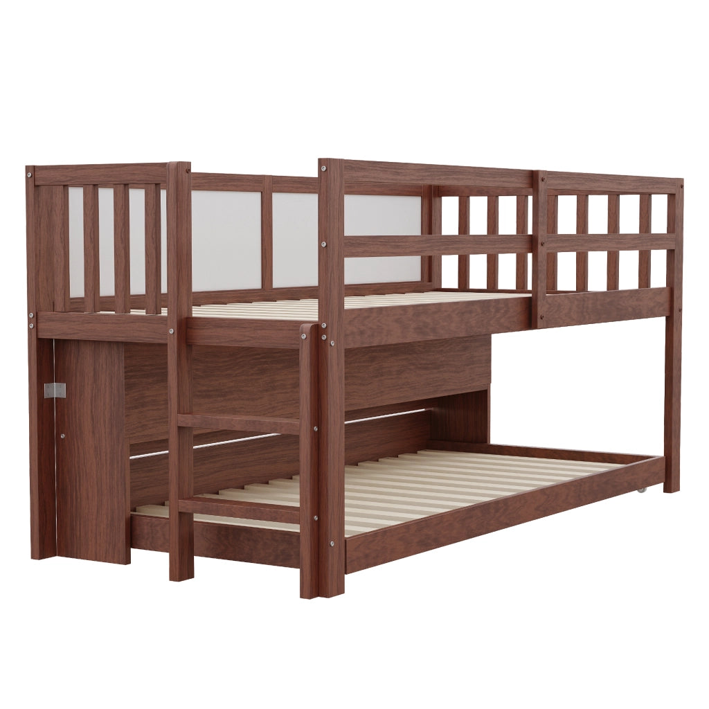 LETTO per bambini 90x200 cm con letto estraibile lavagna e vano a giorno marrone