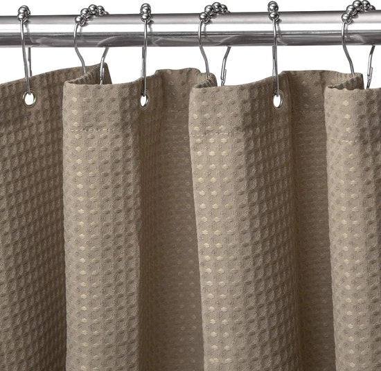 Douchegordijn con Anelli di Metallo per Doccia, Set di Doccia con Tessuto e Anti-muffa, 180 x 200 cm - Khaki - 180*200cm
