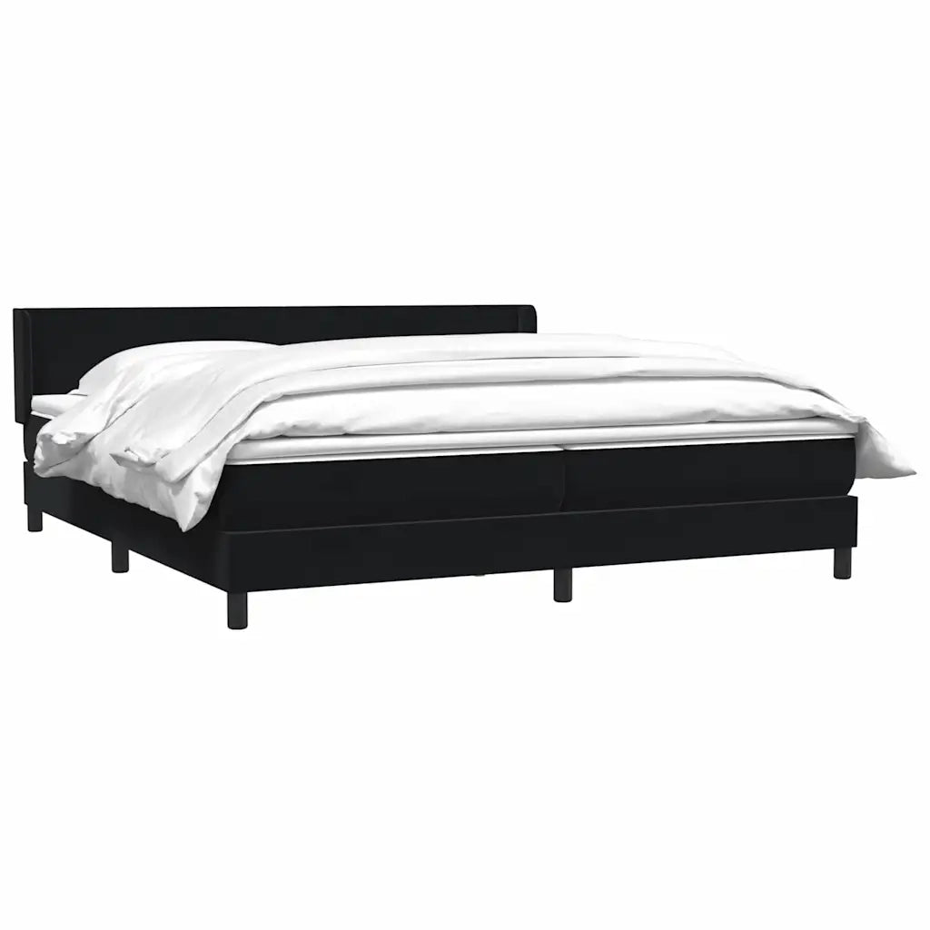 Giroletto a Molle con Materasso Nero 200x220 cm in Velluto 3318005