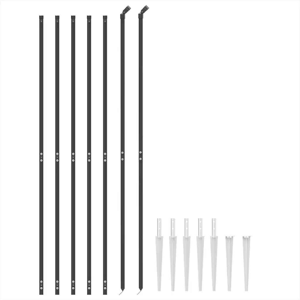 Recinzione Metallica con Picchetti Ancoraggio Antracite 1,4x10m 154243