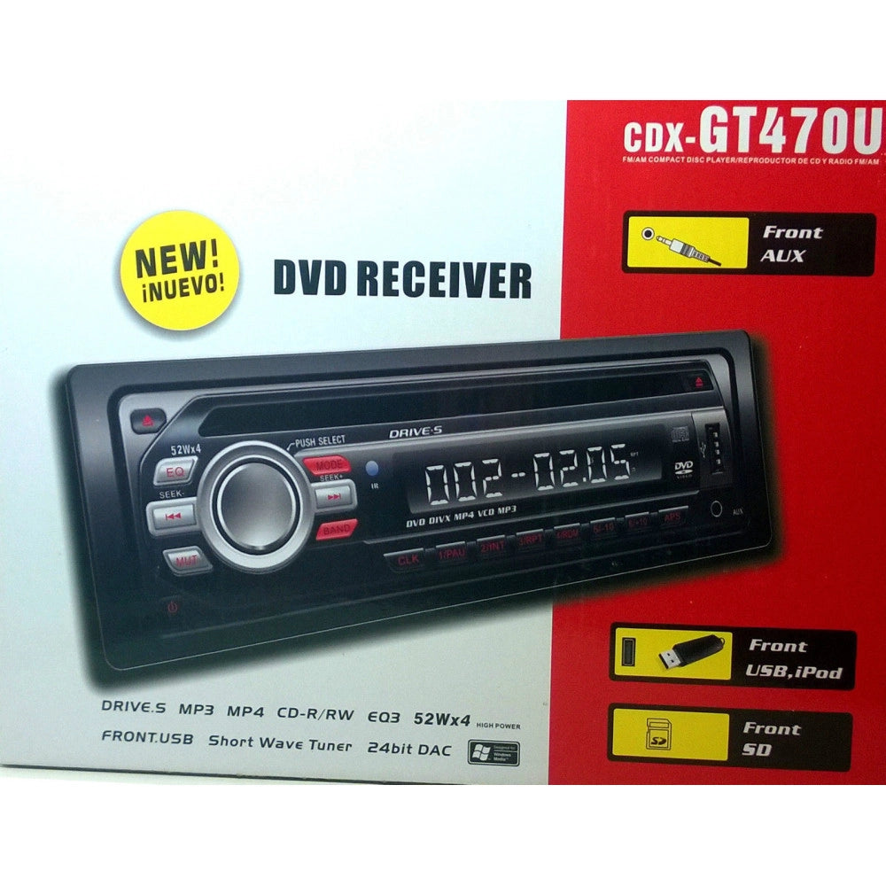 Trade Shop - Autoradio Stereo Usb Sd Mp3 Dvd Frontalino Estraibile Telecomando Gt 470u -